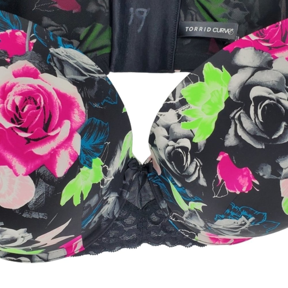 torrid Curve T-Shirt Push-Up Floral Print 360° Back Smoothing Bra Plus Curvy 44F - Picture 4 of 15